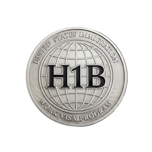 $H1B meme coin logo with $100K and H-1B badge